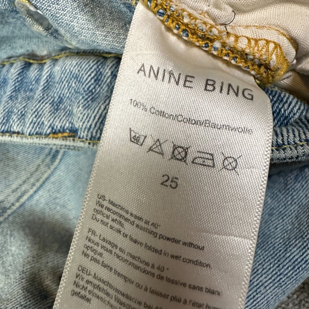 Anine Bing Giovanna Jeans Light Blue Distressed Grommet Women's Size 25 - Picture 7 of 8